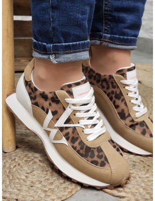 Baskets femme sneakers Vanessa Wu Flow initials léopard