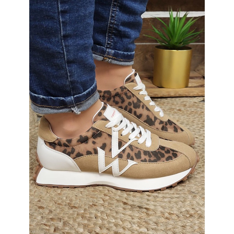 Baskets femme sneakers Vanessa Wu Flow initials léopard