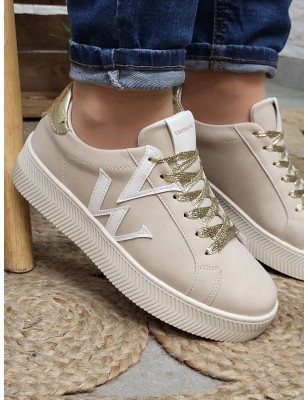 Baskets femme Vanessa Wu Jane initials beiges