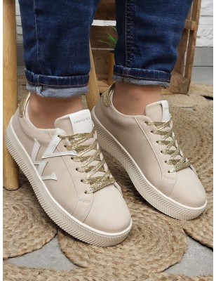 Baskets femme Vanessa Wu Jane initials beiges