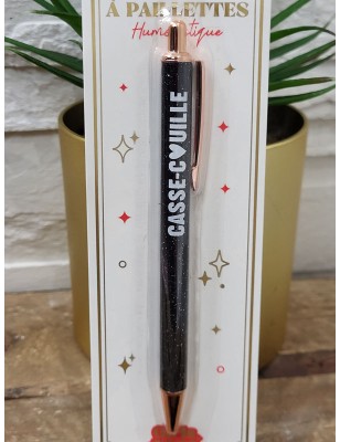 Stylo à paillettes "casse-couille" noir