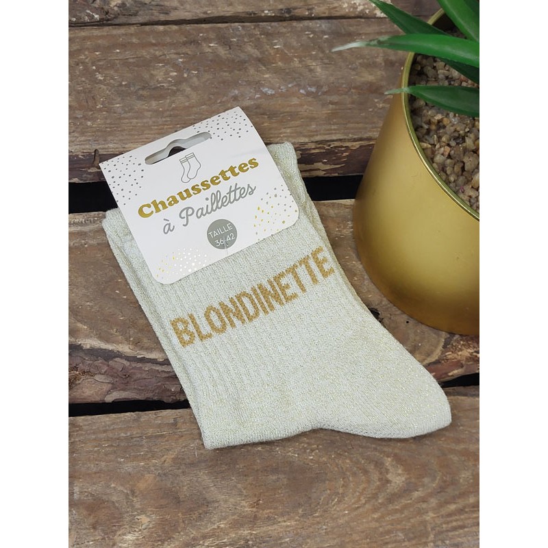 Chaussettes à paillettes "blondinette" dorées