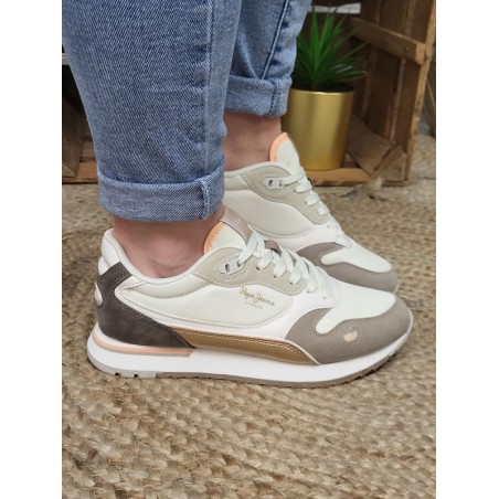 Baskets femme Pepe Jeans Bexley city blanches