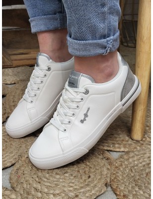 Baskets femme Pepe Jeans Kenton campus blanches