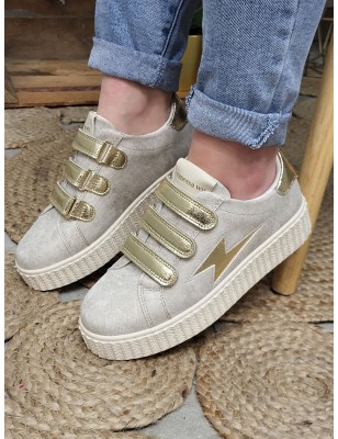 Baskets femme éclair Vanessa Wu Maggie original beiges