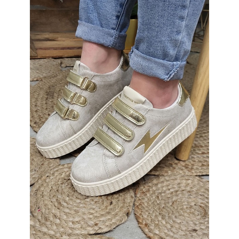 Baskets femme éclair Vanessa Wu Maggie original beiges
