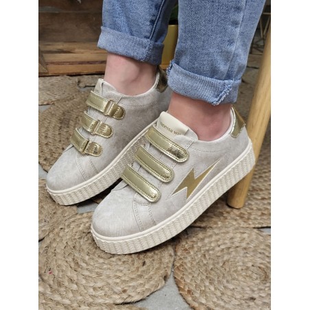 Baskets femme éclair Vanessa Wu Maggie original beiges