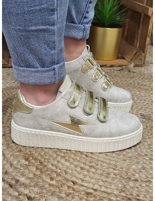 Baskets femme éclair Vanessa Wu Maggie original beiges