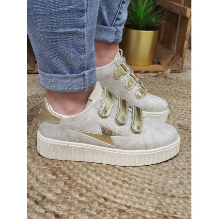 Baskets femme éclair Vanessa Wu Maggie original beiges