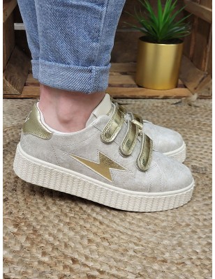 Baskets femme éclair Vanessa Wu Maggie original beiges