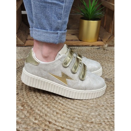 Baskets femme éclair Vanessa Wu Maggie original beiges