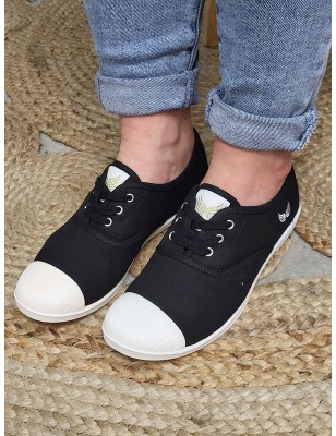 Baskets femme toile Kaporal Foly noires