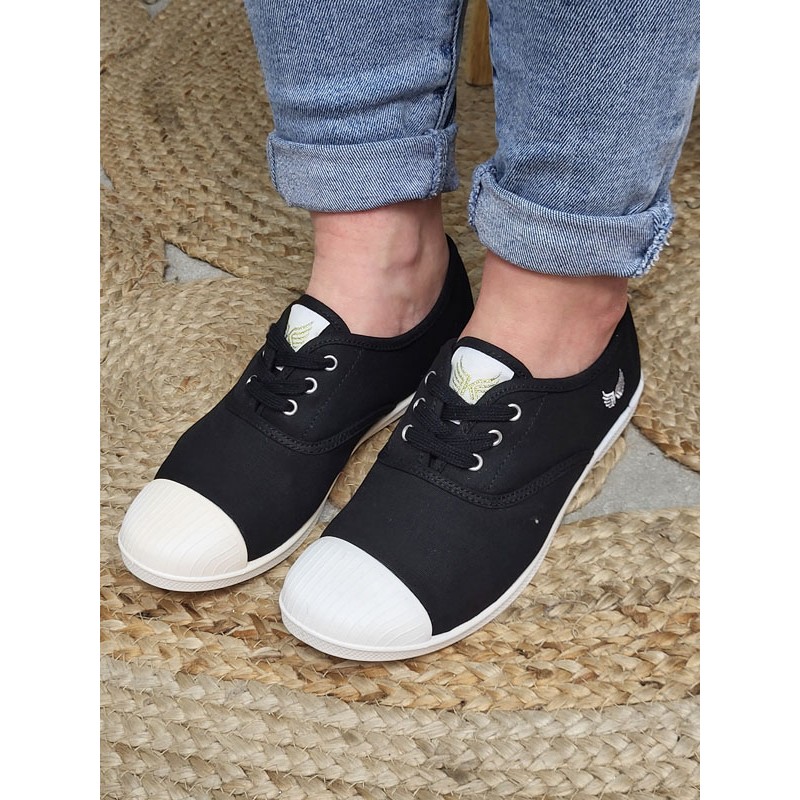 Baskets femme toile Kaporal Foly noires