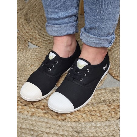 Baskets femme toile Kaporal Foly noires
