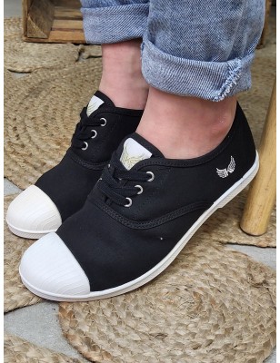 Baskets femme toile Kaporal Foly noires