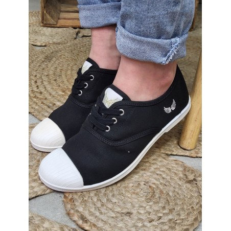 Baskets femme toile Kaporal Foly noires