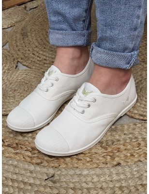 Baskets femme toile Kaporal Foly blanches