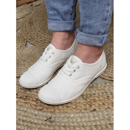 Baskets femme toile Kaporal Foly blanches