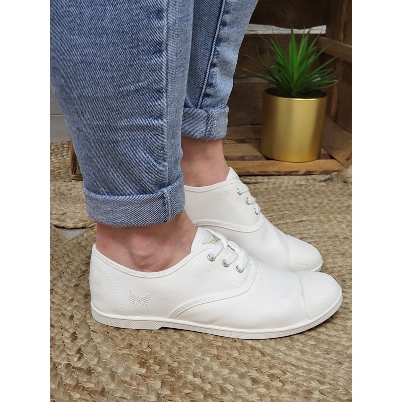 Baskets femme toile Kaporal Foly blanches