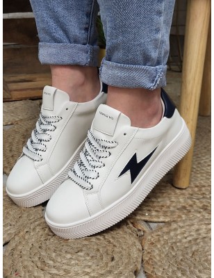 Baskets femme Vanessa Wu Jane Emblem blanches et marine