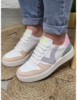 Baskets femme Victoria Madrid cuir multicolores