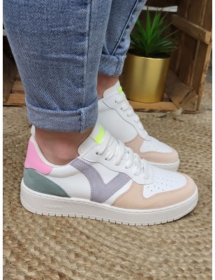 Baskets femme Victoria Madrid cuir multicolores