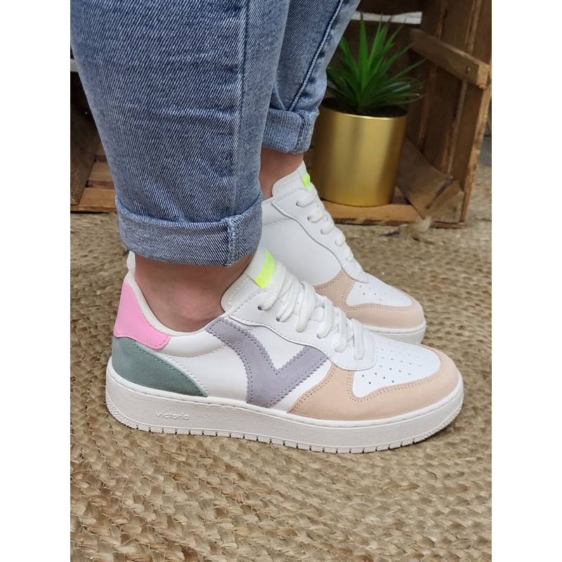 Baskets femme Victoria Madrid cuir multicolores