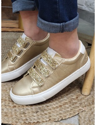 Baskets femme scratchs Kaporal Tippyk dorées