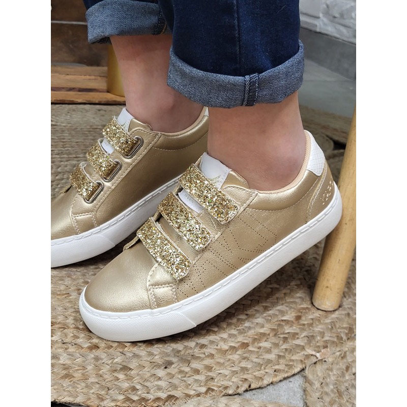 Baskets femme scratchs Kaporal Tippyk dorées