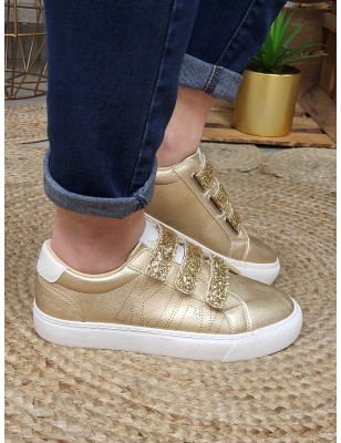 Baskets femme scratchs Kaporal Tippyk dorées