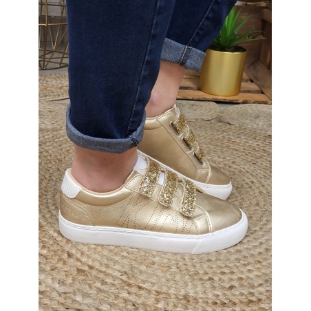 Baskets femme scratchs Kaporal Tippyk dorées