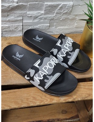 Claquettes homme Kaporal Doral noires et grises