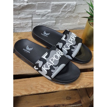 Claquettes homme Kaporal Doral noires et grises