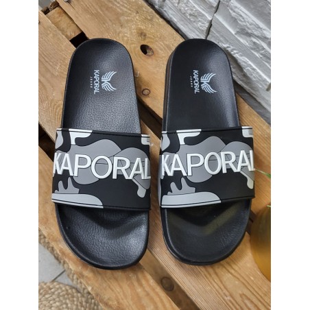Claquettes homme Kaporal Doral noires et grises