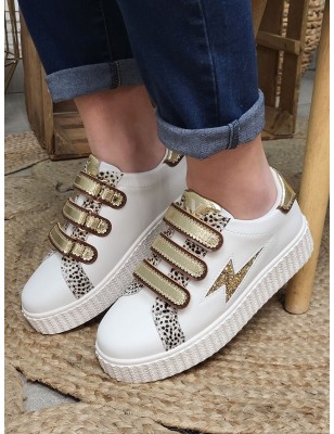 Baskets femme éclair Vanessa Wu Xenia blanches