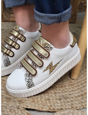 Baskets femme éclair Vanessa Wu Xenia blanches