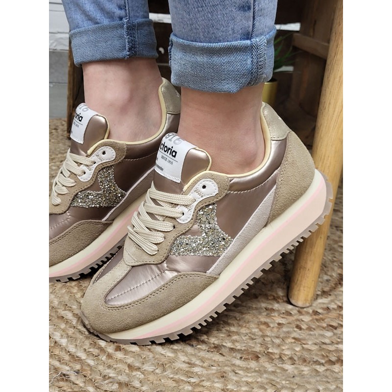 Baskets femme sneakers Victoria Viento beiges