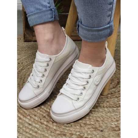 Baskets femme en toile LPB Indira01 blanches