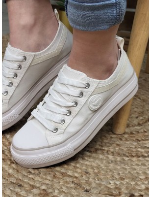 Baskets femme en toile LPB Indira01 blanches