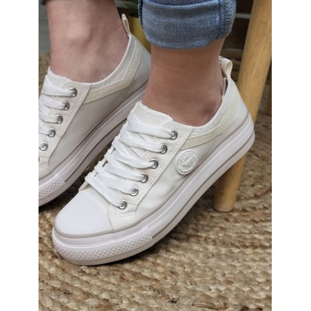 Baskets femme en toile LPB Indira01 blanches