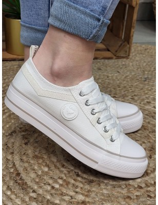 Baskets femme en toile LPB Indira01 blanches