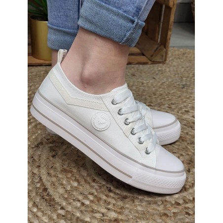 Baskets femme en toile LPB Indira01 blanches