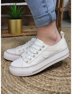 Baskets femme en toile LPB Indira01 blanches