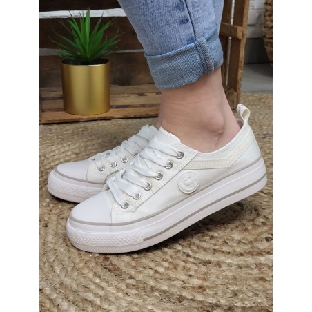 Baskets femme en toile LPB Indira01 blanches