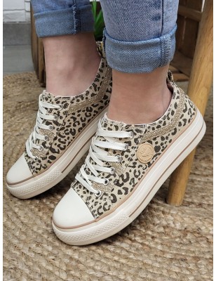 Baskets femme en toile LPB Indira01 léopard