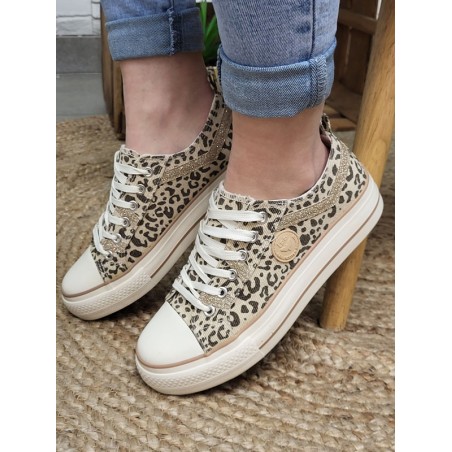 Baskets femme en toile LPB Indira01 léopard