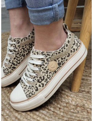 Baskets femme en toile LPB Indira01 léopard