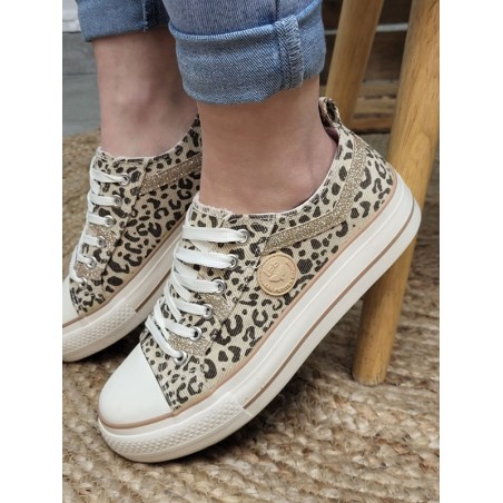 Baskets femme en toile LPB Indira01 léopard