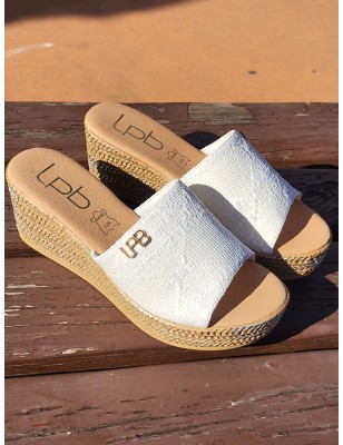 Mules femme compensées LPB Lucia ecru