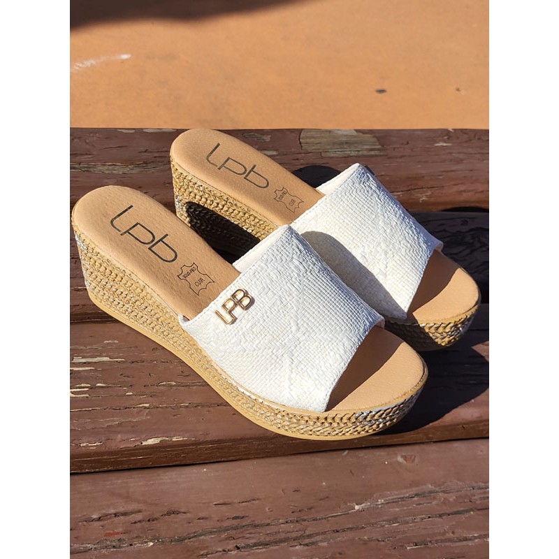 Mules femme compensées LPB Lucia ecru